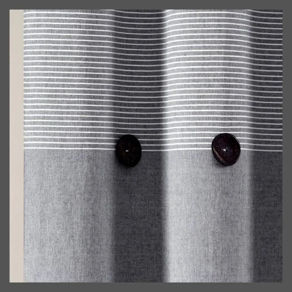 Open Box - Lush Decor -  Stripe Farmhouse Button Pleats Cotton S Gray